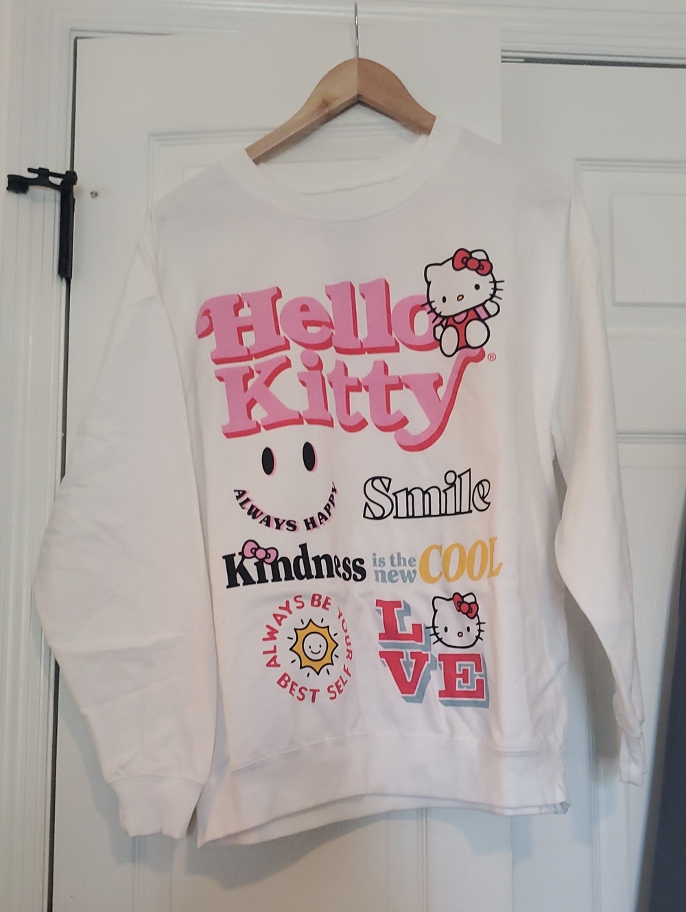 Sanrio Hello Kitty White Pullover with Pink & Yellow Graphics